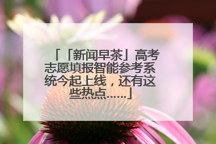 「新闻早茶」高考志愿填报智能参考系统今起上线，还有这些热点……