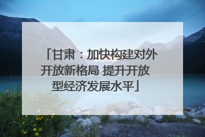甘肃：加快构建对外开放新格局 提升开放型经济发展水平