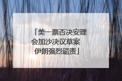 美一票否决安理会加沙决议草案 伊朗强烈谴责