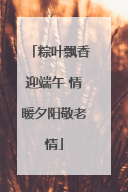 粽叶飘香迎端午 情暖夕阳敬老情