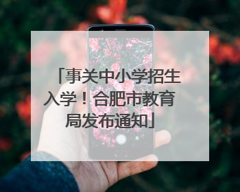 事关中小学招生入学！合肥市教育局发布通知