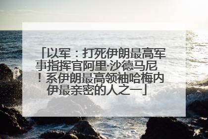 以军：打死伊朗最高军事指挥官阿里·沙德马尼！系伊朗最高领袖哈梅内伊最亲密的人之一
