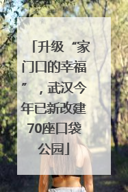升级“家门口的幸福”，武汉今年已新改建70座口袋公园