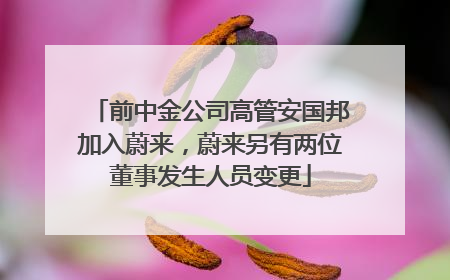 前中金公司高管安国邦加入蔚来，蔚来另有两位董事发生人员变更