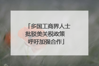 多国工商界人士批驳美关税政策 呼吁加强合作