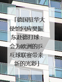 德国驻华大使馆回应樊振东赴德打球：会为欧洲的乒乓球联赛带来新的光彩
