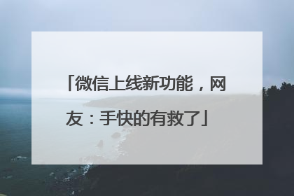 微信上线新功能，网友：手快的有救了