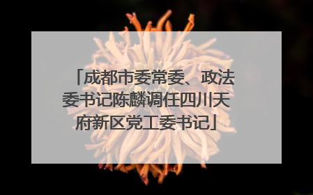 成都市委常委、政法委书记陈麟调任四川天府新区党工委书记
