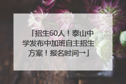 招生60人！泰山中学发布中加班自主招生方案！报名时间→