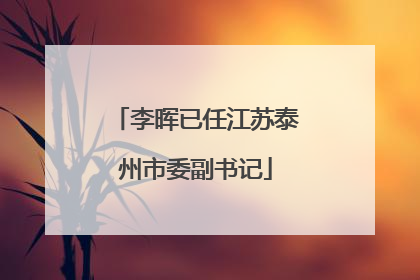 李晖已任江苏泰州市委副书记