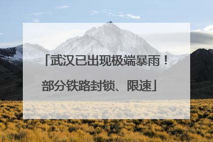 武汉已出现极端暴雨！部分铁路封锁、限速