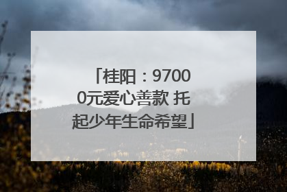 桂阳：97000元爱心善款 托起少年生命希望