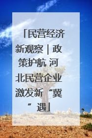 民营经济新观察｜政策护航 河北民营企业激发新“冀”遇
