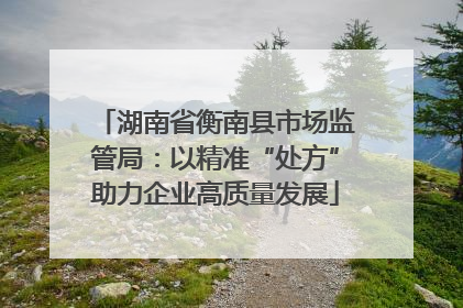 湖南省衡南县市场监管局：以精准“处方”助力企业高质量发展