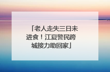 老人走失三日未进食！江夏警民跨城接力助回家