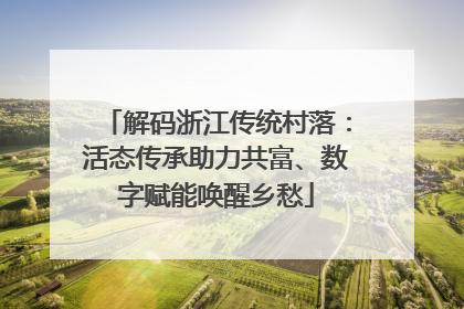 解码浙江传统村落：活态传承助力共富、数字赋能唤醒乡愁