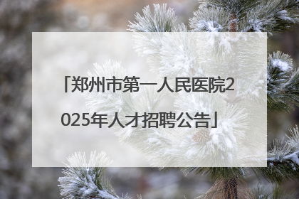 郑州市第一人民医院2025年人才招聘公告