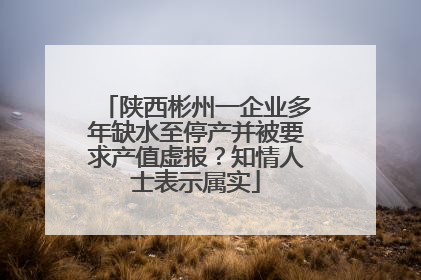 陕西彬州一企业多年缺水至停产并被要求产值虚报？知情人士表示属实