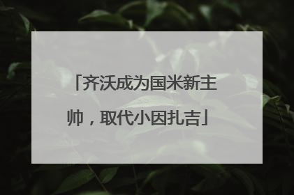 齐沃成为国米新主帅，取代小因扎吉