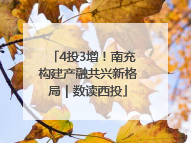 4投3增！南充构建产融共兴新格局｜数读西投